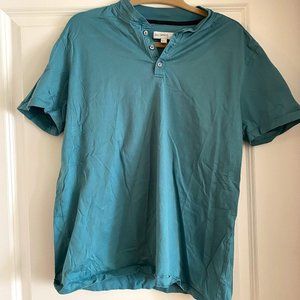 Calibrate Men's Short Sleeve Henley Teal - Size Large